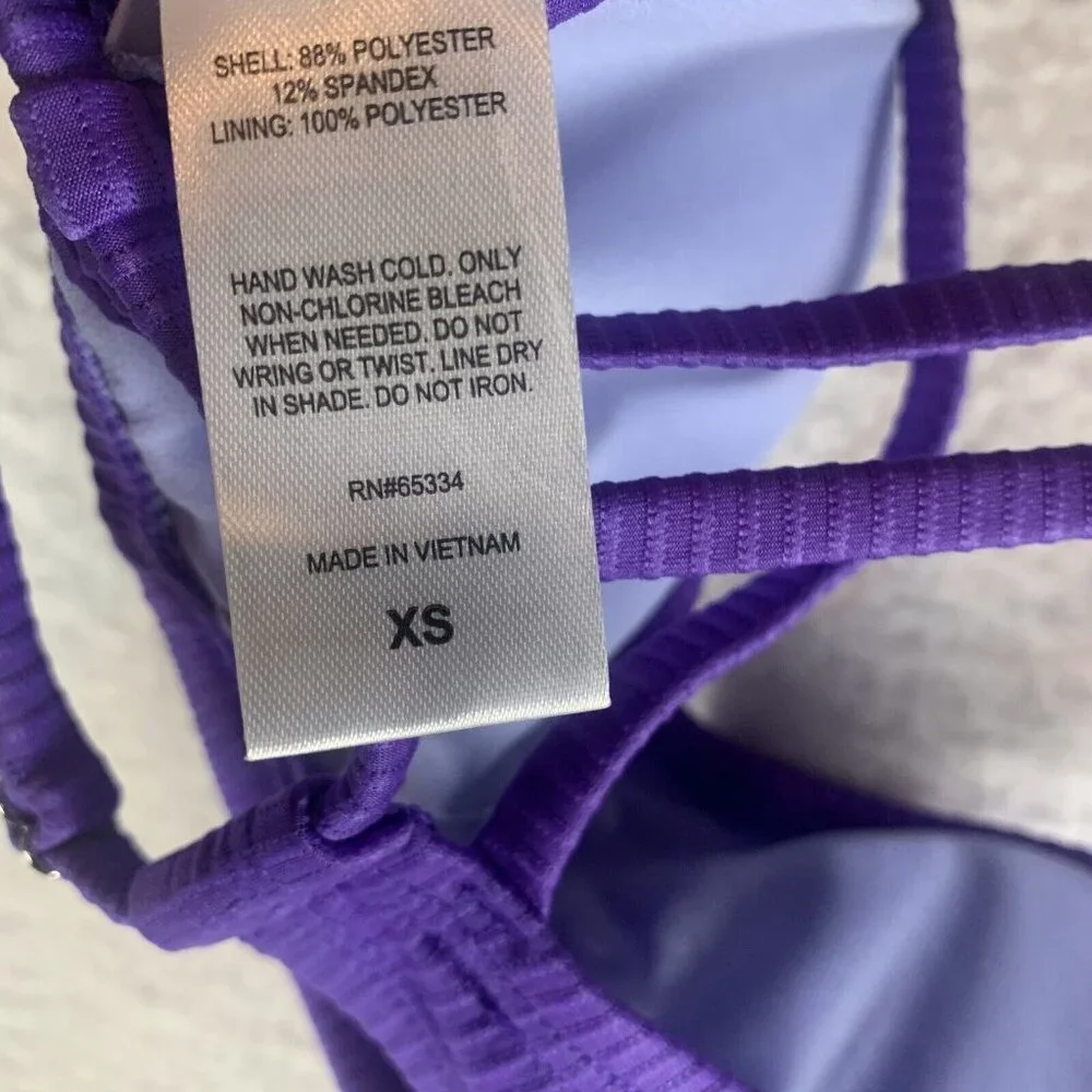 Salt + Cove Raised Rib Strappy Bralette Bikini Top Women XS Purple Stretch S9450 - Picture 6 of 7